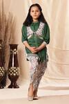 Buy_Littlecheer_Green Modal, Satin Gota Patti Border Kurta Dhoti Pant Set _at_Aza_Fashions