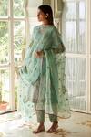 Buy Atelier Shikaarbagh Green Organza, Embroidery V-neck Kurta Pant Set at Aza Fashions Buy_Atelier Shikaarbagh_Green Organza, Embroidery V-neck Kurta Pant Set _at_Aza_Fashions