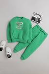 Buy_Knitting Doodles_Green Fleece Printed You Make Me Smile Top And Joggers Set  _at_Aza_Fashions