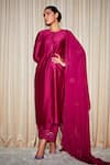 Buy_Dohr India_Purple Kurta And Palazzo Silk Chanderi Saba Straight Hem Set  _at_Aza_Fashions