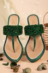 Shop House Of Vian Green Beads, Stones Samara Embroidered Wedges at Aza Fashions Shop_House Of Vian_Green Beads, Stones Samara Embroidered Wedges _at_Aza_Fashions