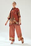Buy_Rajdeep Ranawat_Orange Silk Floral Shirt Collar Maizah Tunic _at_Aza_Fashions