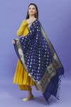 Shop Naintara Bajaj Navy Brocade, Silk Zari, Fringe Banarasi Art Floral Woven Dupatta Online at Aza Fashions Shop_Naintara Bajaj_Navy Brocade, Silk Zari, Fringe Banarasi Art Floral Woven Dupatta _Online_at_Aza_Fashions