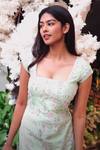 Shop_Varun Chakkilam_Green Silk Organza Cutdana And Sequin, Bugle Beads Embroidered Kurta Palazzo Set _at_Aza_Fashions