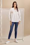 Buy_Bunka_White Cotton Applique Embroidered 3d Flower Nisha Floral Work Shirt _at_Aza_Fashions