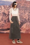 Buy_Mellowdrama_Black Denim Solid Washed A-line Skirt _at_Aza_Fashions