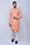 Buy_Adara Khan_Orange Jaquard Woven Geometric Pattern Kurta Set_at_Aza_Fashions
