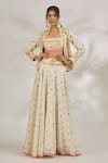 Buy_Gopi Vaid_Ivory Organic Cotton Embroidery Saba Motif Lehenga And Blazer Set  _at_Aza_Fashions