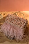 Buy_Be Chic_Pink Embellished Fiery Rectangle Shaped Box Clutch _at_Aza_Fashions