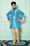Buy_Petite Pomme_Blue Silk Embroidery Kurta _at_Aza_Fashions