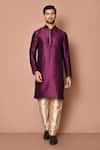 Buy_Samyukta Singhania_Purple Dupion Silk Full Sleeve Solid Kurta Set _at_Aza_Fashions