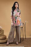 Buy_Soup by Sougat Paul_Multi Color Malaysian Silk Printed Tropical Twilight Band Kurta And Pant Set _at_Aza_Fashions