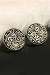 Buy_Palace Of Silver_Silver Plated Puzzle Round Ear Studs_at_Aza_Fashions