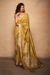 Buy_Gulabo by Abu Sandeep_Green 100% Pure Chanderi Silk Embellished Gota Saree  _at_Aza_Fashions