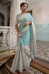 Buy_Sheela Suthar_Silver Embroidered Zardozi Work Border Organza Saree With Running Blouse _at_Aza_Fashions