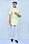 Buy_Arihant Rai Sinha_Yellow Kurta Cotton Plain Short Solid Pant Set _at_Aza_Fashions