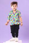 Buy_LittleCheer_Multi Color Viscose Satin Printed Feather Classic Shirt _at_Aza_Fashions