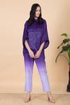 Buy_Chambray & CO._Purple Silk Embroidery Collared Yvette Flower Shirt And Ombre Pant Set _at_Aza_Fashions