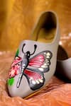 Buy_Rajasthani Stuff_Grey Hand Painted Moth Flower Flats_at_Aza_Fashions