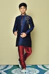 Buy_Samyukta Singhania_Blue Silk Beads, Sequins Placement Embroidered Kurta Set _at_Aza_Fashions