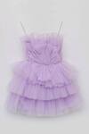 Buy Fayon Kids Purple Net, Cotton Bows Ruffle Layered Dress at Aza Fashions Buy_Fayon Kids_Purple Net, Cotton Bows Ruffle Layered Dress _at_Aza_Fashions