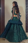 Buy_Mani Bhatia_Green Raw Silk Square Neck Sequin Embellished Lehenga Set _Online_at_Aza_Fashions