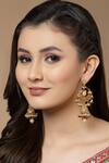 Shop_Dugran By Dugristyle_Multi Color Kundan Half Moon Shape Earrings _at_Aza_Fashions
