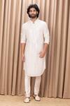 Buy_Ankit V Kapoor_Off White Georgette, Cotton Mirrors Yasir Embroidered Kurta Set_at_Aza_Fashions