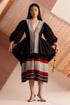 Buy_Joskai Studio_Black Mulberry Silk Handwoven Coat Dress _at_Aza_Fashions