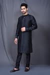 Buy_Arihant Rai Sinha_Black Silk Blend Plain Kurta And Pant Set _at_Aza_Fashions