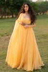 Buy_Zoon_Yellow Dupatta And Lehenga Silk Organza Sequined Set With Embellished Blouse _at_Aza_Fashions