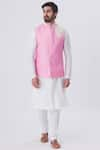 Gaurav Katta_Pink Cotton Silk Embroidered Nehru Jacket _Online_at_Aza_Fashions