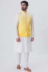 Gaurav Katta_Yellow Cotton Silk Nehru Jacket _Online_at_Aza_Fashions