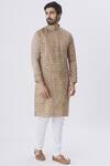 Shop_Gaurav Katta_Brown Textured Silk Kurta_Online_at_Aza_Fashions