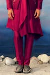 Rohit Gandhi + Rahul Khanna_Red Viscose, Satin, Chanderi Canyon Floral Embellished Bandhgala Kurta Set _Online_at_Aza_Fashions