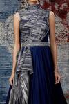 Shop_Shantnu Nikhil_Blue Lurex Draped Metallic Gown_Online_at_Aza_Fashions