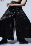 Shorshe Clothing_Black Chiffon Embroidered Sequins Palazzo _Online_at_Aza_Fashions