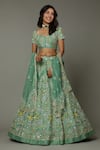 Buy_I Am Design_Green Raw , Organza Floral Apple Candy Embroidered Bridal Lehenga Set _at_Aza_Fashions