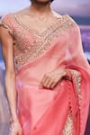 Anushree Reddy_Pink Organza Ombre Effect Border Saree With Unstitched Blouse  _Online_at_Aza_Fashions