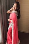 Buy_Nikasha_Pink Round Chiffon Silk Saree With Blouse_at_Aza_Fashions