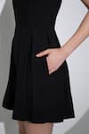 Pocketful Of Cherrie_Black Crepe Plain Scoop Neck Box Pleated Romper  _Online_at_Aza_Fashions