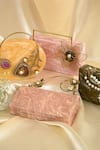 Miar Designs_Pink Abstract Pattern Inika Resin Box Clutch _at_Aza_Fashions