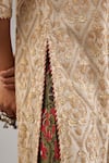 Shop_KORA_Off White Embroidery Dori Notched Cotton Chanderi Kurta Lehenga Set _Online_at_Aza_Fashions