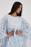 Buy_Kora_Blue Cotton Embroidery Round Neck Hand Block Printed Top And Pant Set 