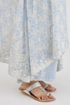 Shop Kora Blue Cotton, Chanderi Embroidery, Lace Hand Block Asymmetric Printed Kurta Set Online at Aza Fashions Shop_Kora_Blue Cotton, Chanderi Embroidery, Lace Hand Block Asymmetric Printed Kurta Set _Online_at_Aza_Fashions