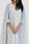 Buy Kora Blue Cotton, Chanderi Embroidery, Lace Hand Block Asymmetric Printed Kurta Set Buy_Kora_Blue Cotton, Chanderi Embroidery, Lace Hand Block Asymmetric Printed Kurta Set