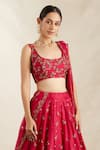 Shop_Astha Narang_Pink Lehenga Raw Silk Embroidered Nakshi Scoop Floral Bridal Set  _Online_at_Aza_Fashions