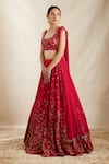 Buy_Astha Narang_Pink Lehenga Raw Silk Embroidered Nakshi Scoop Floral Bridal Set  