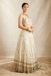 Buy_Astha Narang_White Nylon Embroidered Nakshi Scoop Neck Garden Bridal Lehenga Set  _Online_at_Aza_Fashions