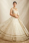 Shop_Astha Narang_White Nylon Embroidered Nakshi Scoop Neck Garden Bridal Lehenga Set  _Online_at_Aza_Fashions